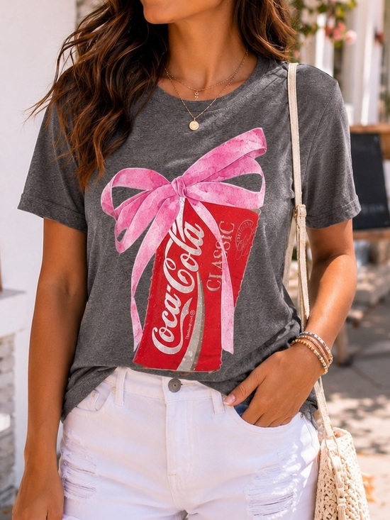 Coca Cola Tops - Coca-Cola- NWT Pink Bow Coke Can Graphic Tee Size Large